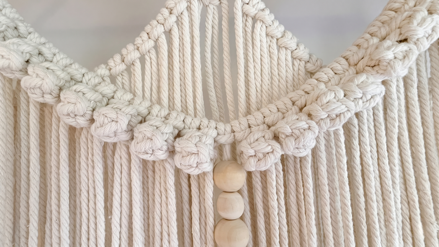 Macrame Wall Hanging Large Boho Wall Decor Handmade Tapestry Bohemian Home Accent Woven Fiber Art Neutral (5) Berry Knots and loops