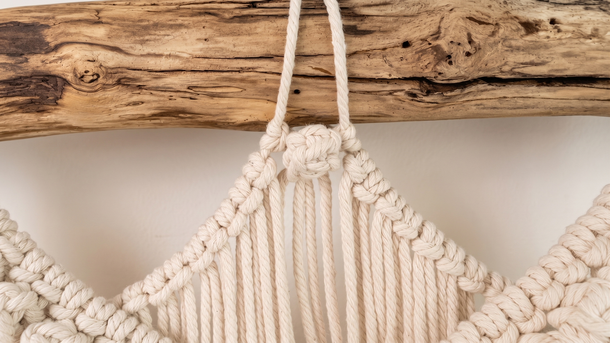 Macrame Wall Hanging Large Boho Wall Decor Handmade Tapestry Bohemian Home Accent Woven Fiber Art Neutral (8) Berry Knot Close-up