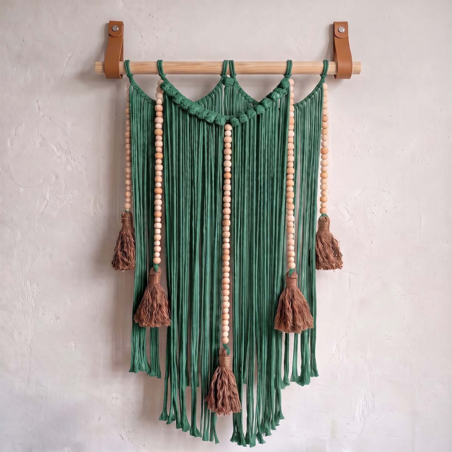 Macrame Wall Hanging Large Boho Wall Decor Handmade Tapestry Bohemian Home Accent Woven Fiber Art Pine Green Hex code 1c8461