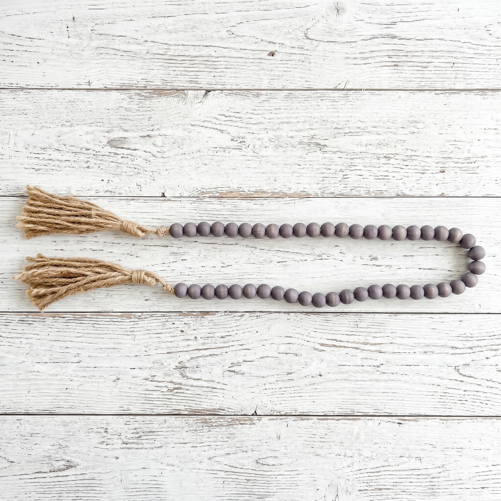 Medium Charcoal Gray Wood Bead Garland (3) Japandi Style Home Decor Accents