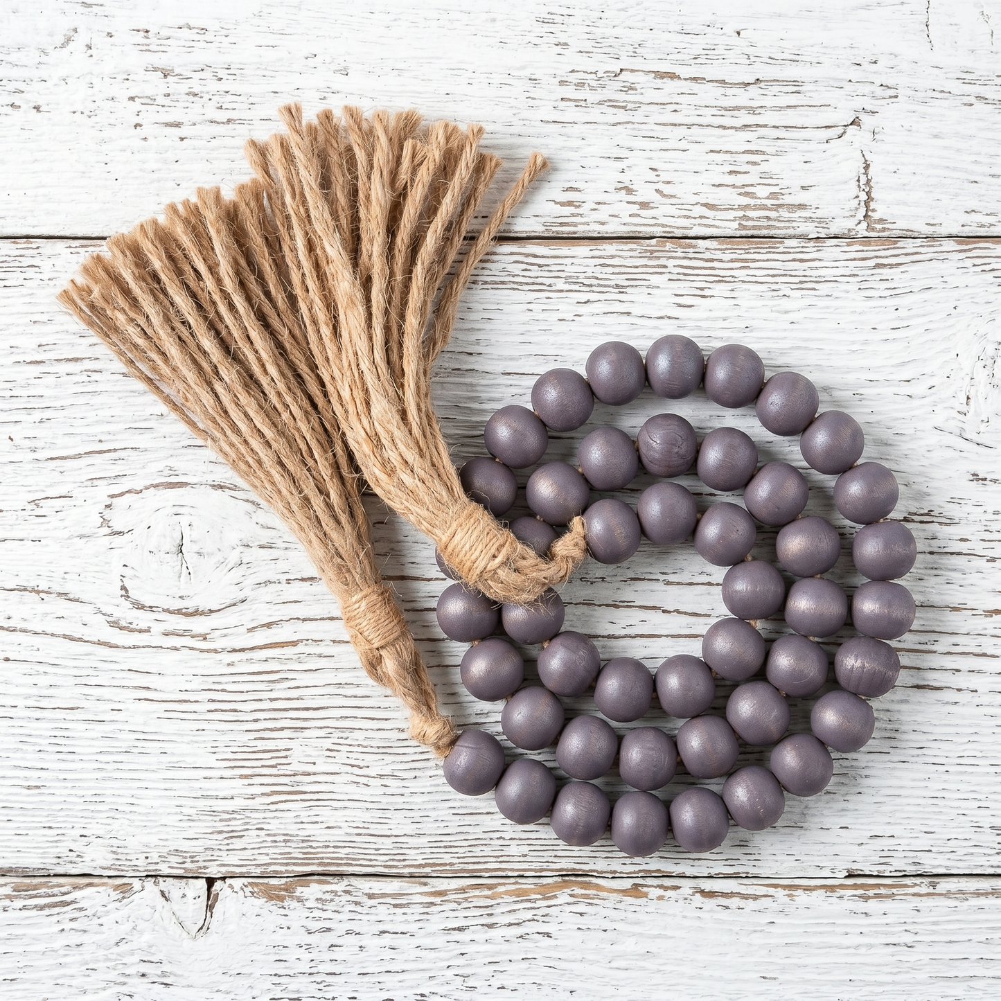 Medium Charcoal Gray Wood Bead Garland (5) Industrial Home Decor Accent