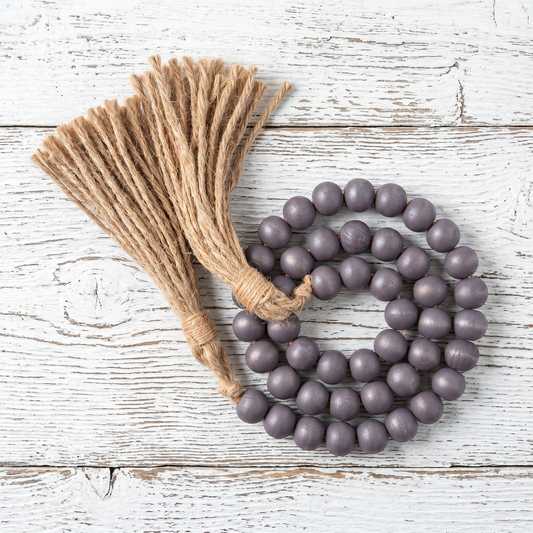 Medium Charcoal Gray Wood Bead Garland (5) Industrial Home Decor Accent
