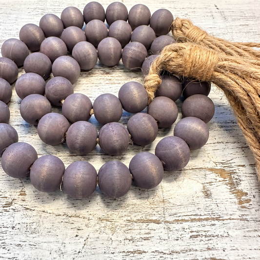 Medium Charcoal Gray Wood Bead Garland (6) Modern Farmhouse Home Decor Accents