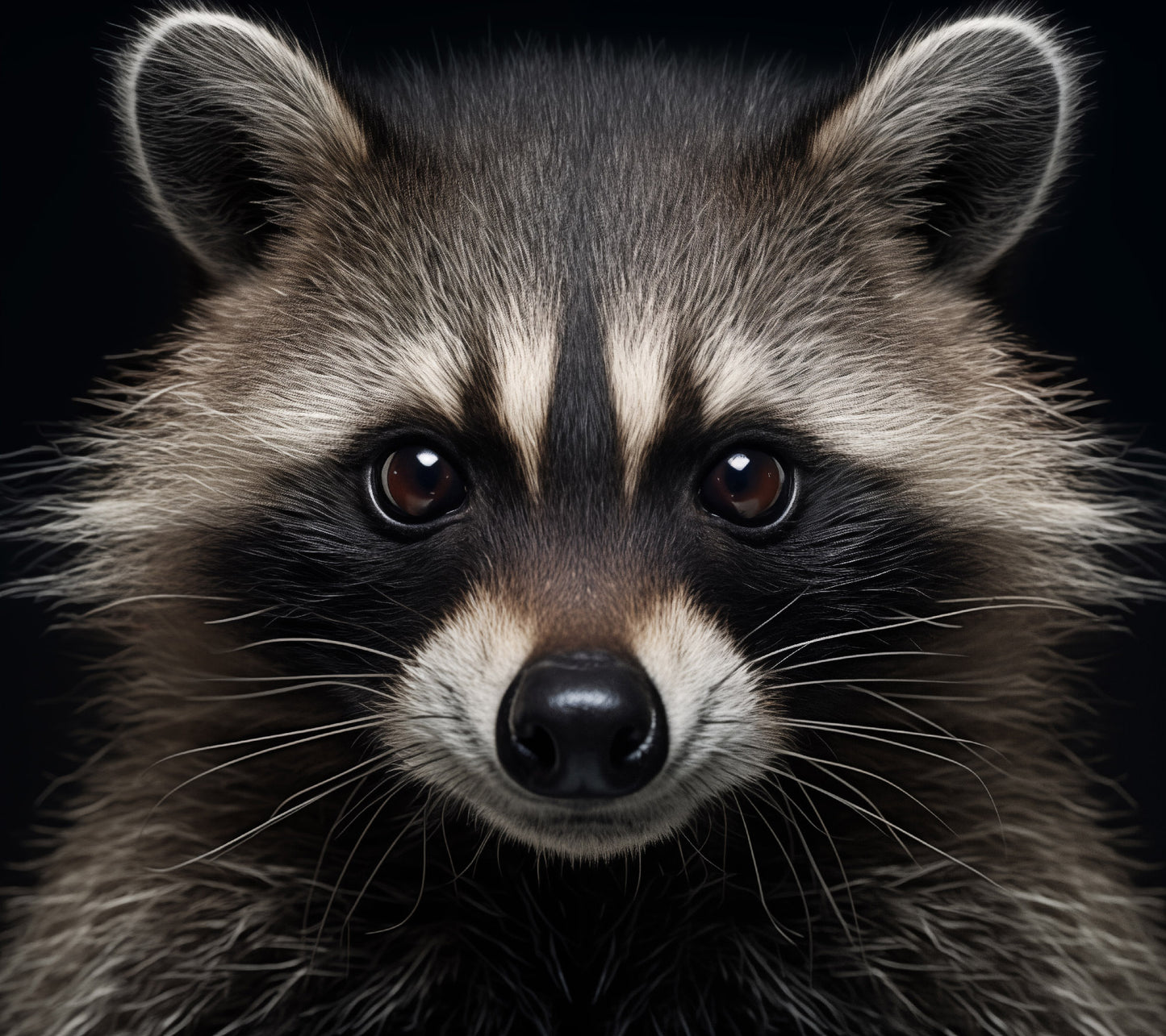 Midnight Mischief Raccoon Portrait Photorealism - Digital Artwork Loose Art Print