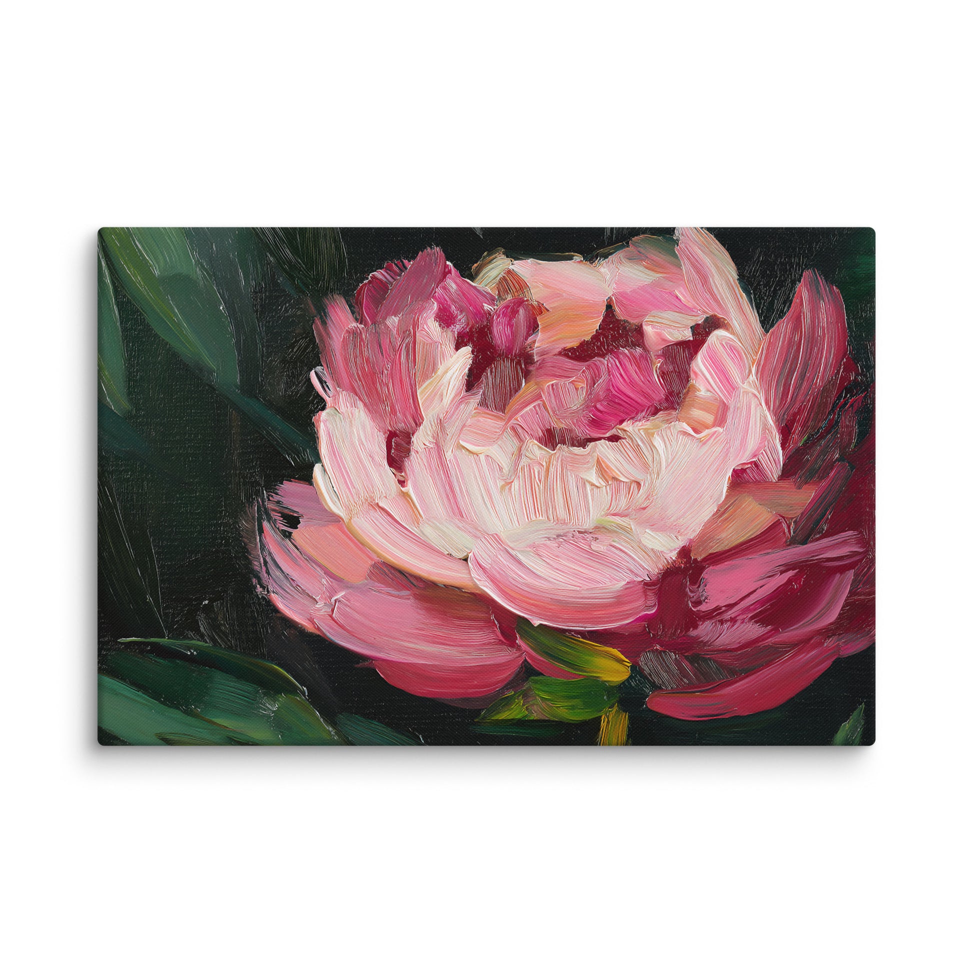 Midnight Magenta Digital Artwork Oil Painting Pink Peony Print Canvas Wall Art