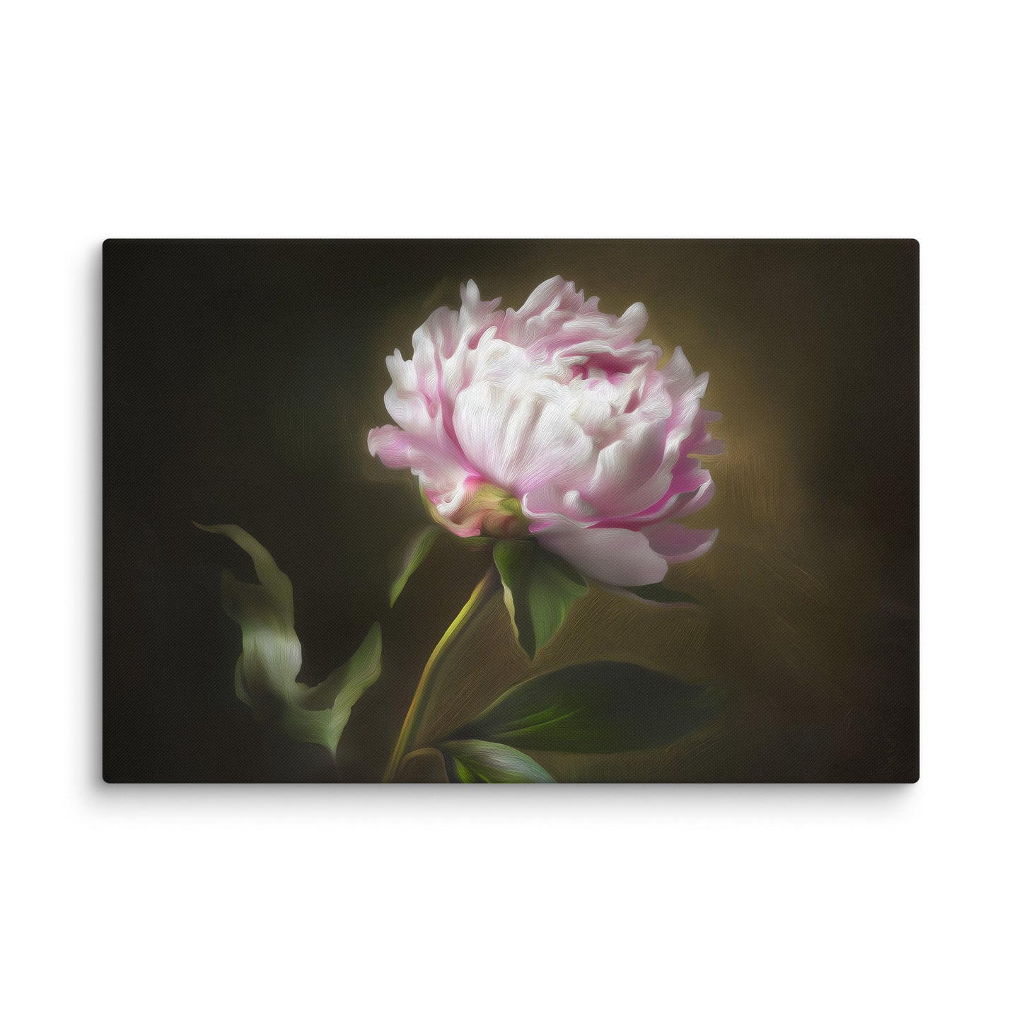 Midnight Radiance Floral Digital Artwork Peony Painting Canvas Wall Art Print