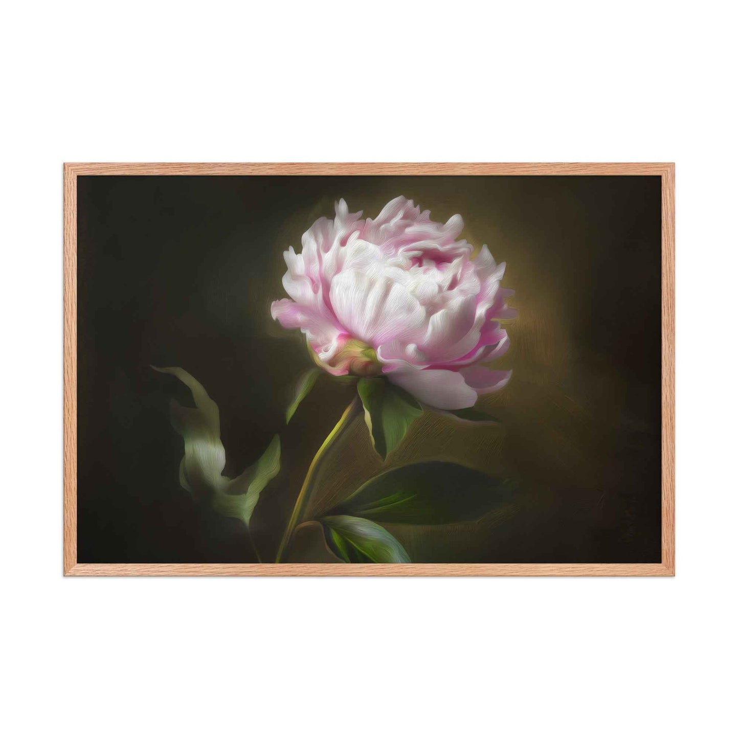 Midnight Radiance Floral Digital Artwork Peony Painting Framed Wall Art Print