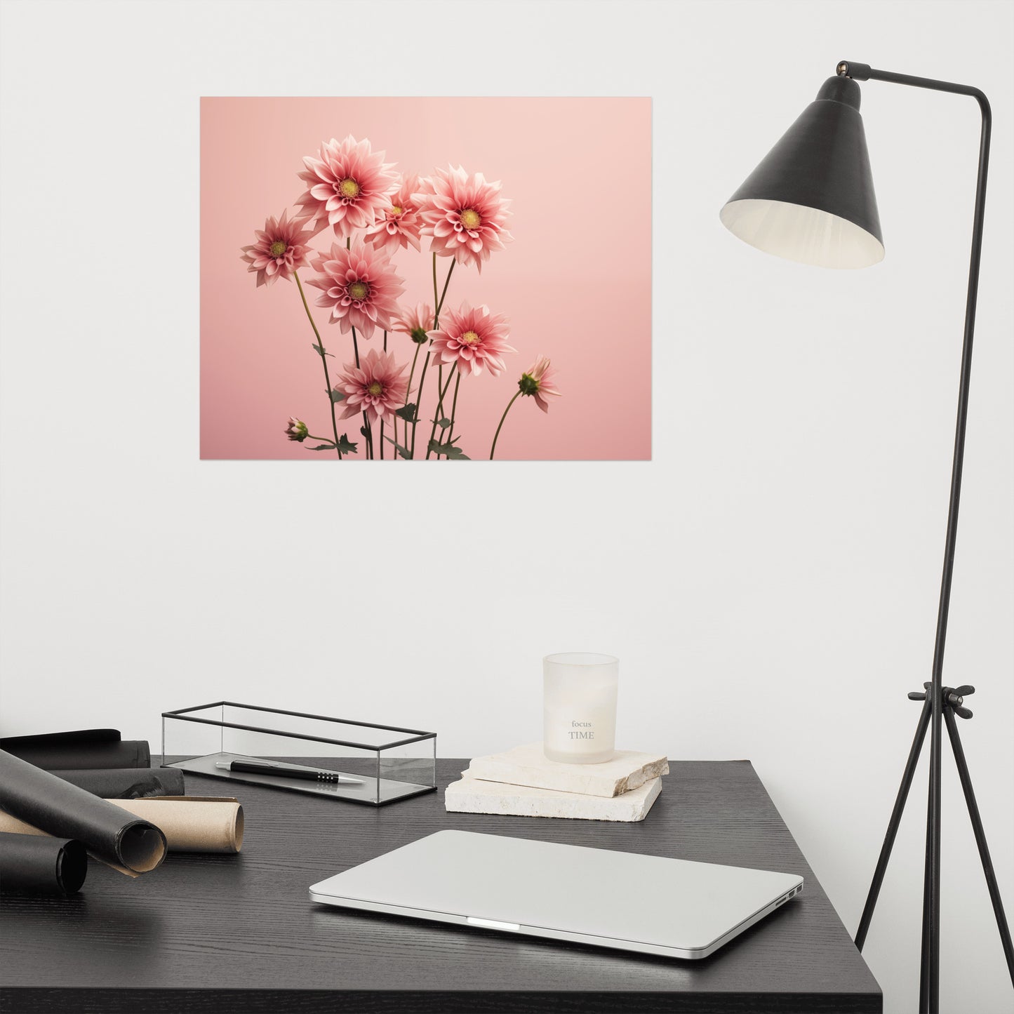Minimalist Floral Print: A Timeless Bloom Blush Flowers Photorealism Painting - Digital Artwork Loose Print