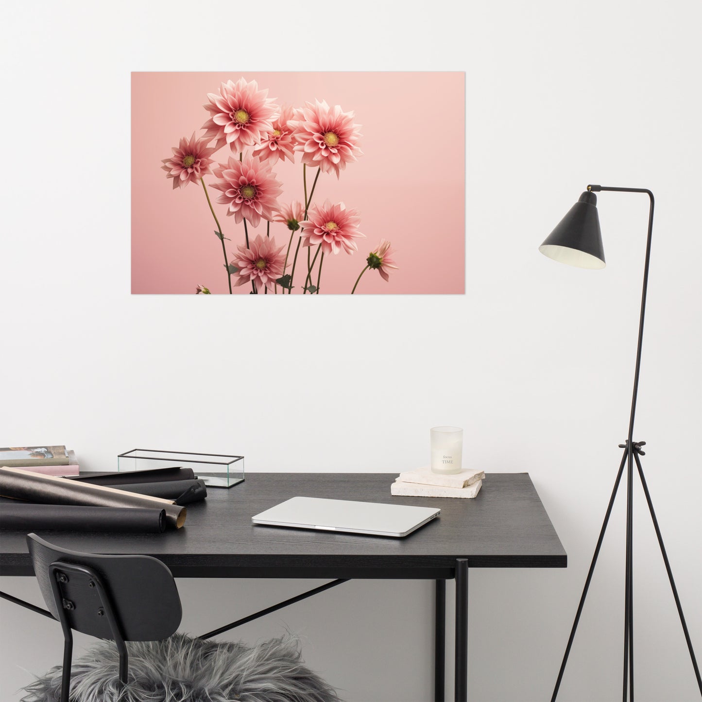 Minimalist Flower Print: A Timeless Bloom Blush Flowers Photorealism Painting - Digital Artwork Loose Print