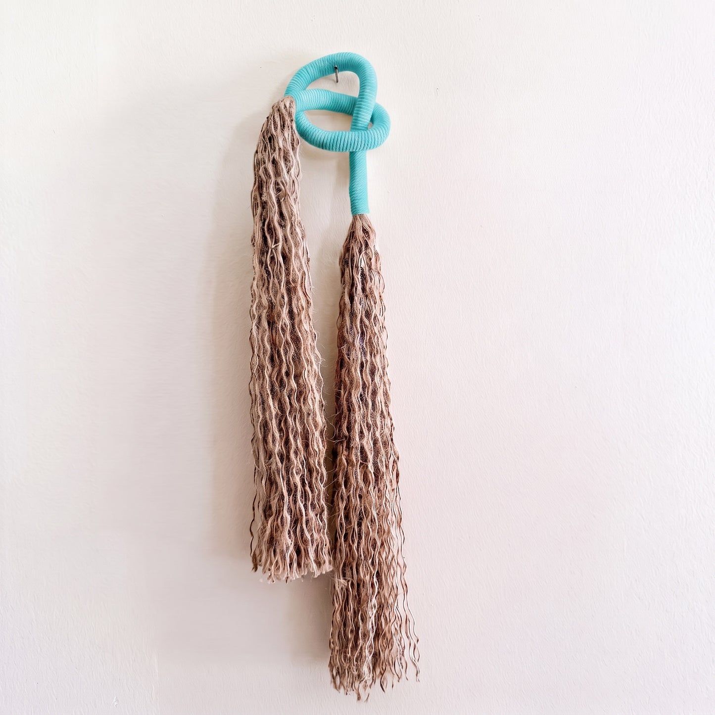 Minimalist Overhand Knot Macrame Wall Hanging – Textured Fiber Art Lake Green