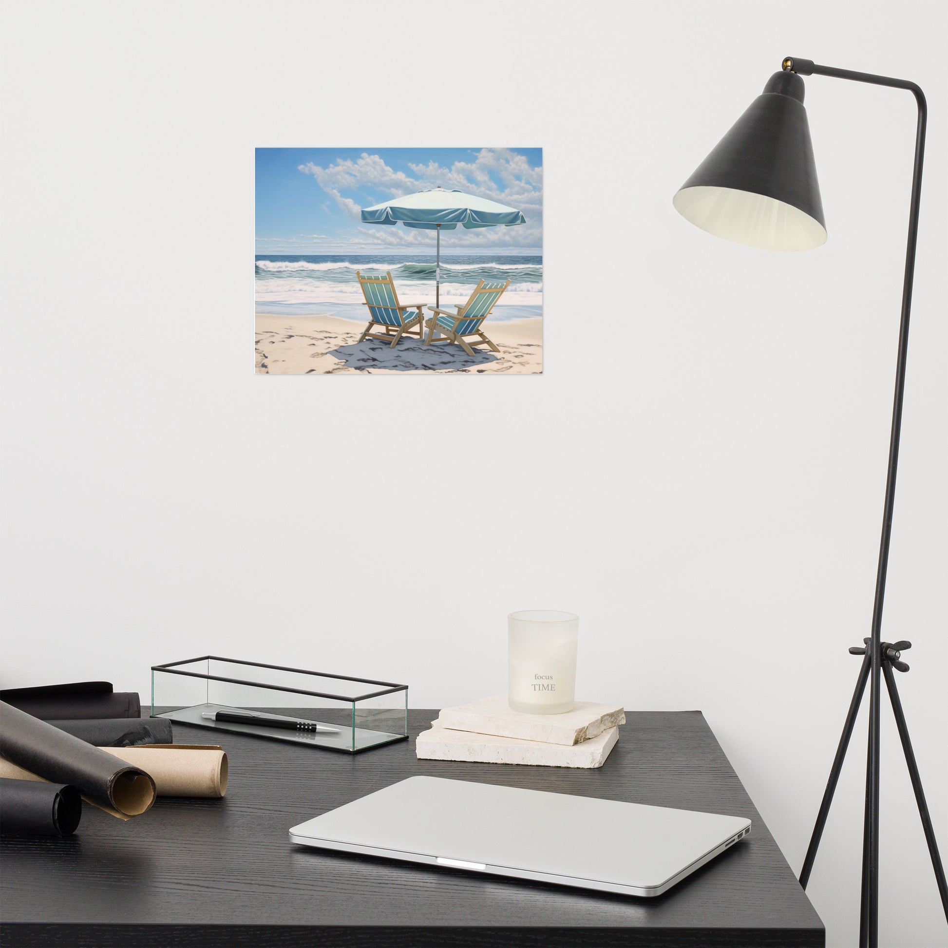 Modern Coastal Prints: A Sunny Spot for Two Coastal Illustration Photorealistic - Digital Artwork Loose Print