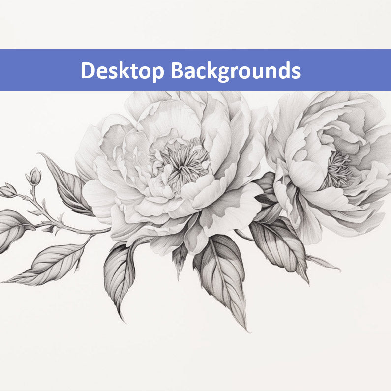 Monochromatic Bloom Pencil Sketch Digital Artwork Wallpaper for Computer Monitors Smart TVs and Laptop Screens