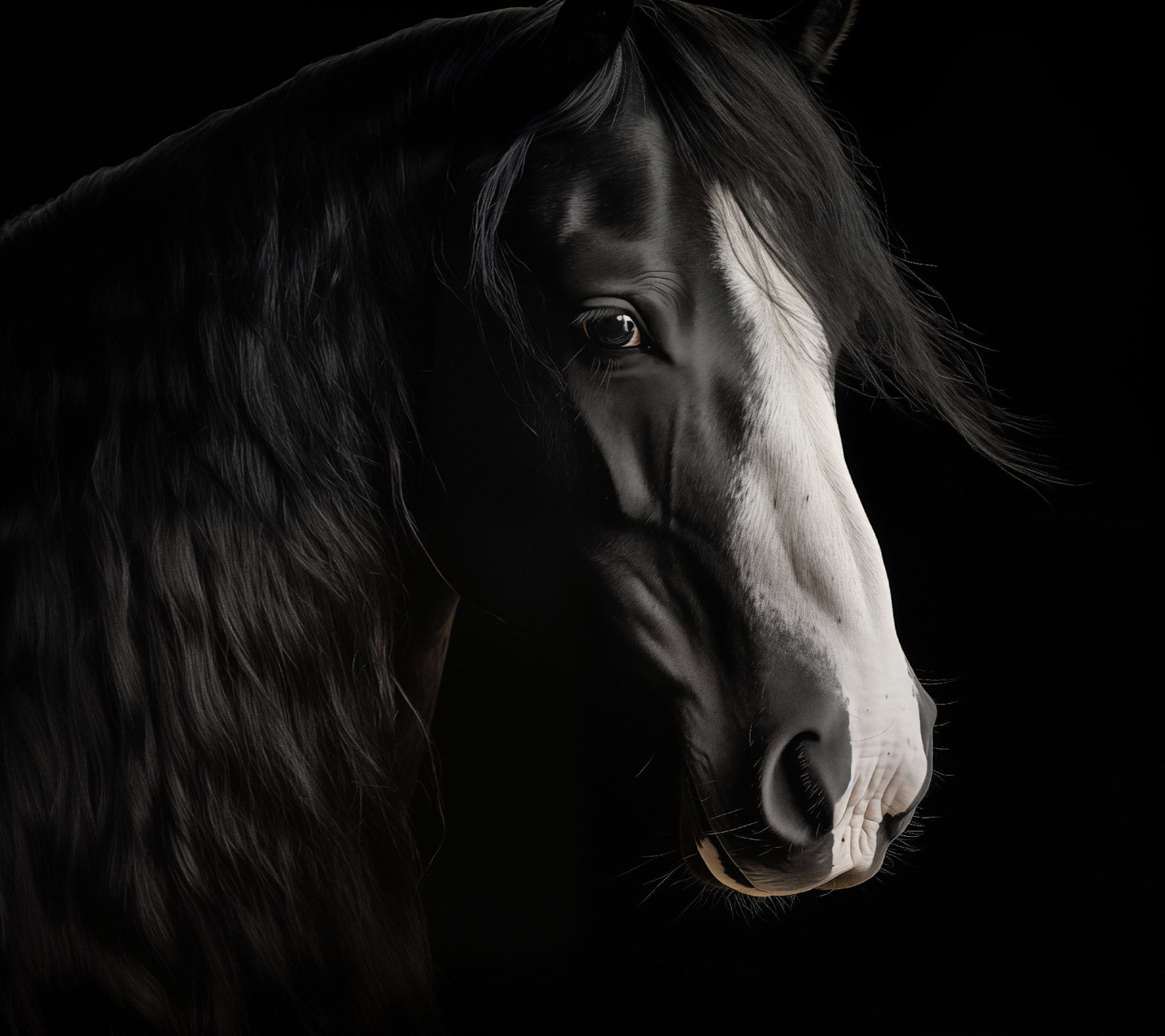 Moonlit Mane Photorealism - Digital Artwork Loose Art Print