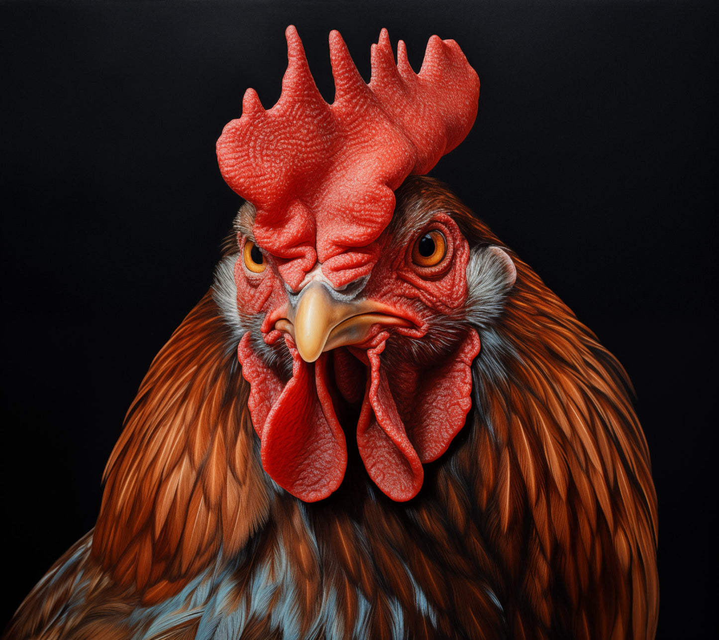 Morning Herald Rooster Portrait Photorealism - Digital Artwork Loose Art Print