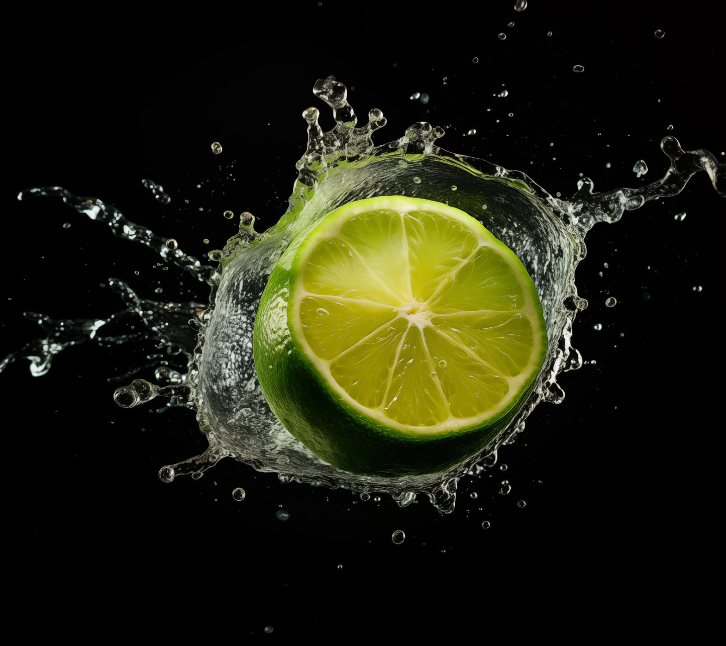 Nature's Refreshment Cut Lime in Water Photorealism - Digital Artwork Loose Art Print