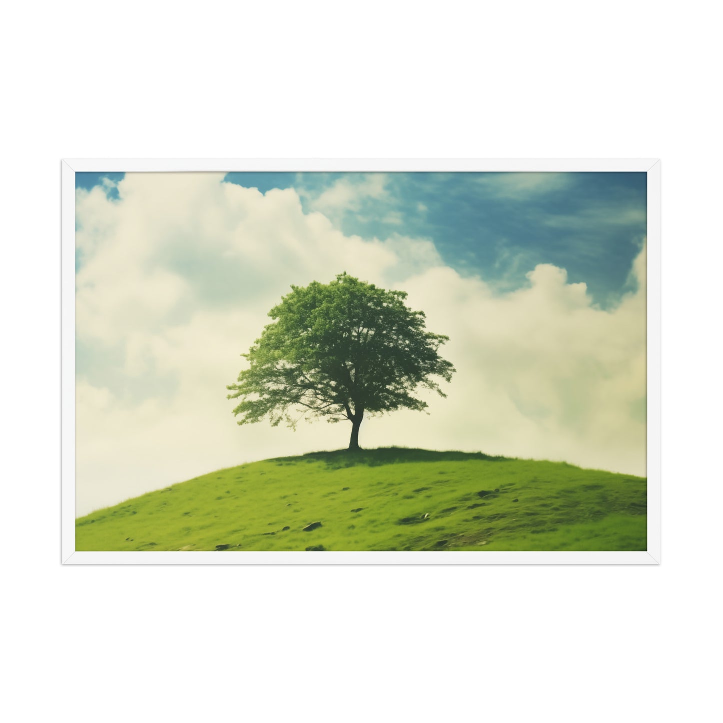 Nature's Majesty Minimal Botanical  Retro Subdued Photorealistic Digital Artwork Frame White