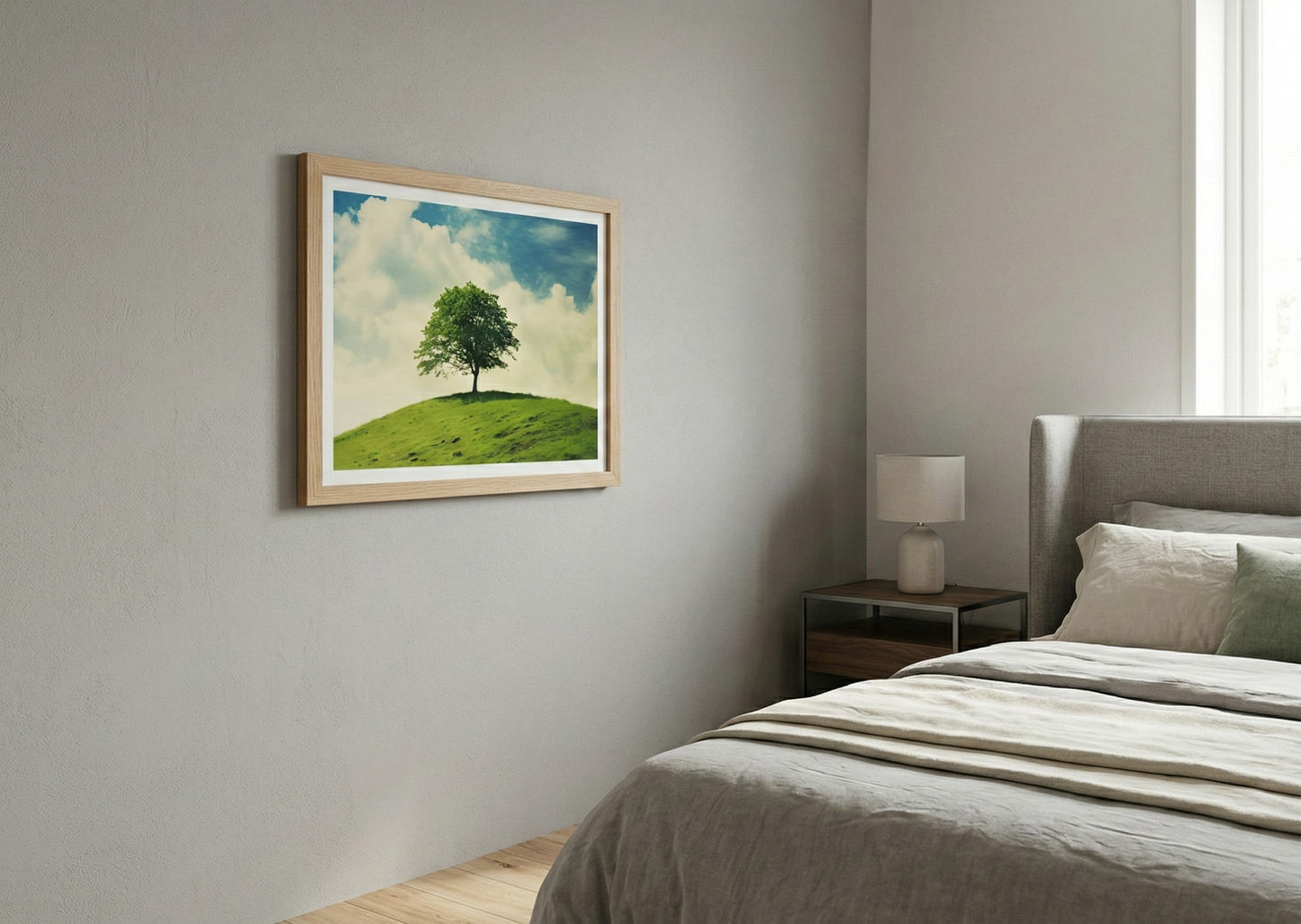 Nature's Majesty Minimal Botanical Retro Subdued Photorealistic Digital Artwork Loose in Contemporary Style Bedroom