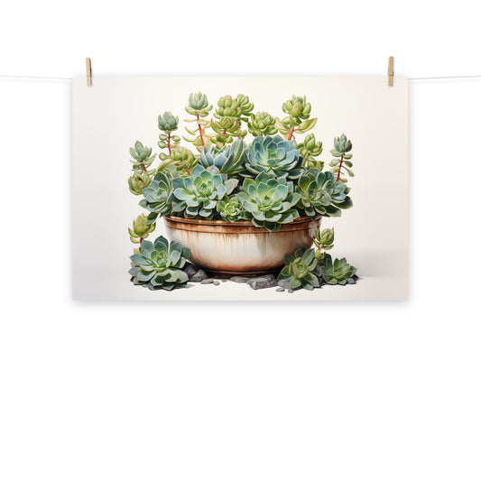 Nice Artwork For Bedroom: A Watercolor Oasis Succulent Watercolor Painting - Digital Artwork Loose Print