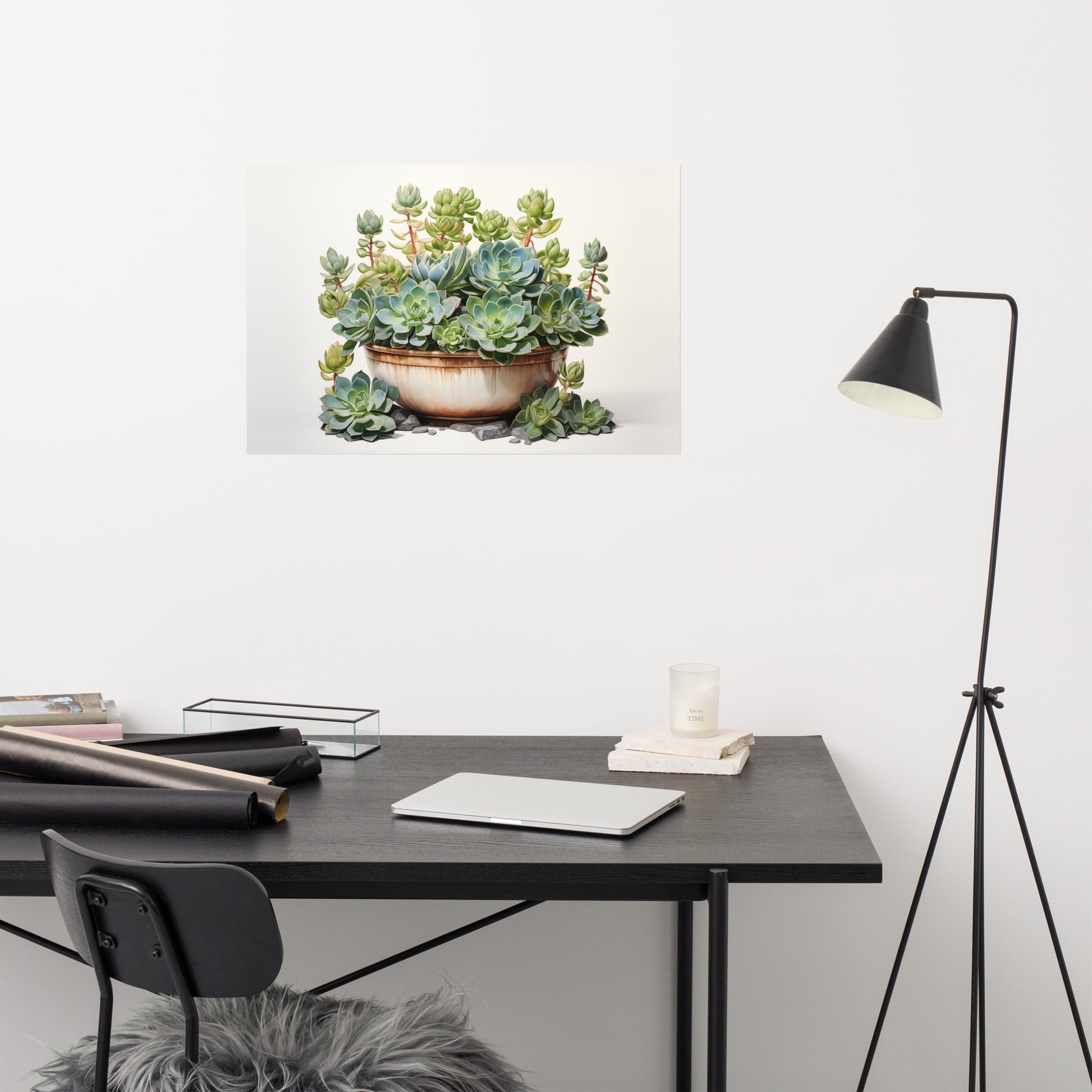 Over The Bed Artwork: A Watercolor Oasis Succulent Watercolor Painting - Digital Artwork Loose Print