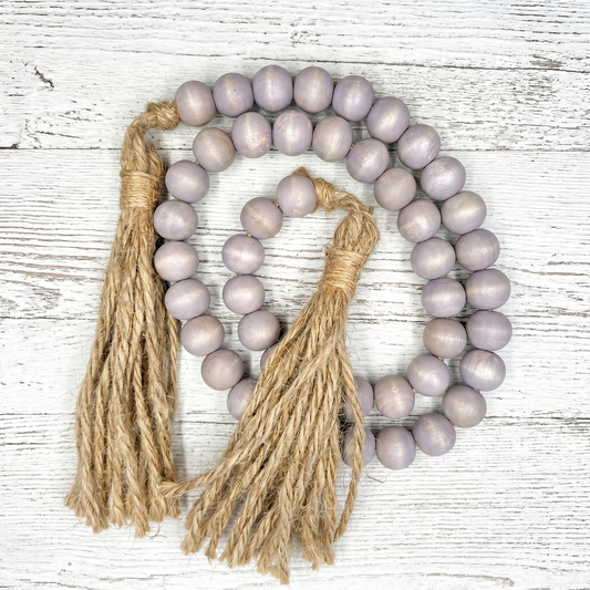 Pale Gray Wood Bead Garland (2)