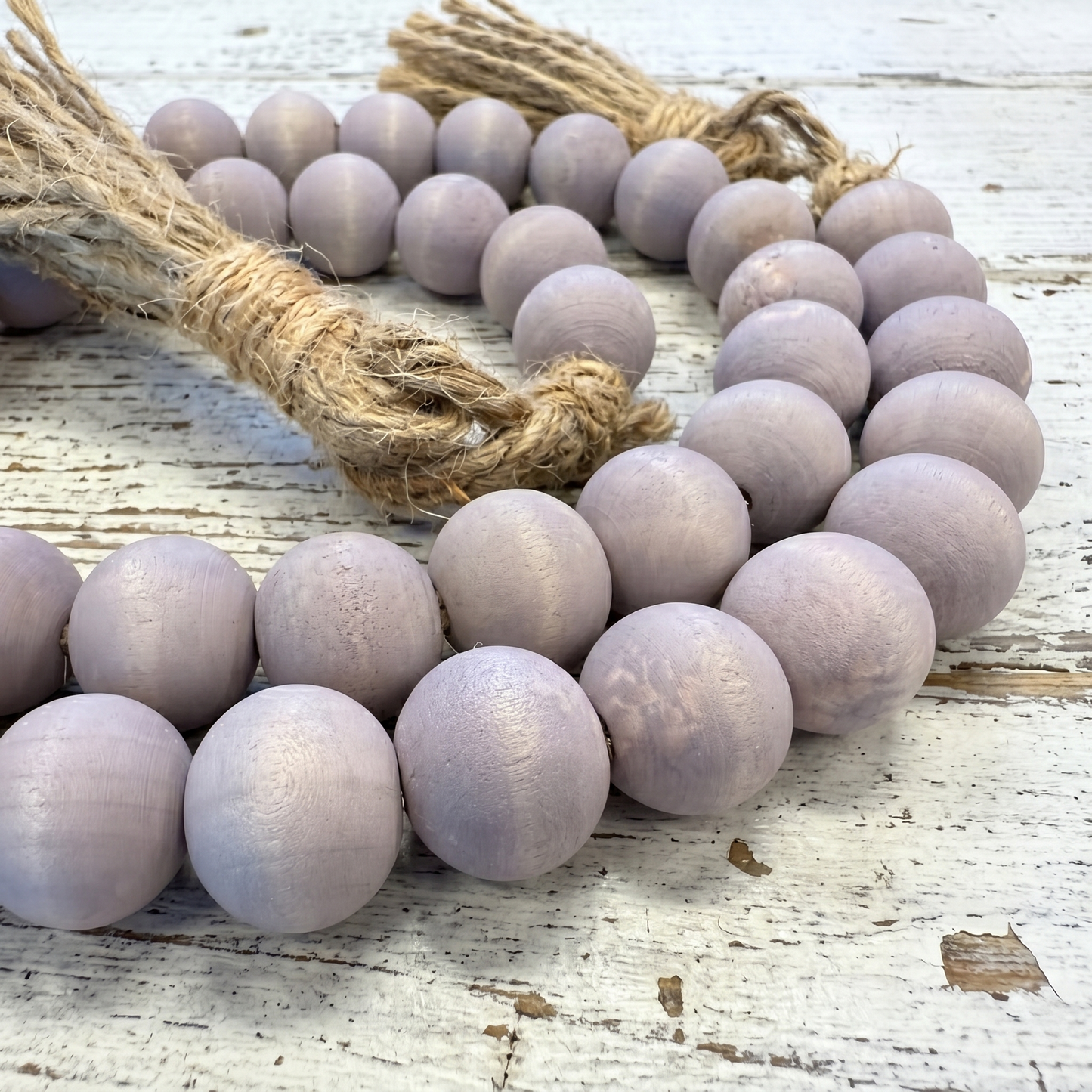 Pale Gray Wood Bead Garland (3)