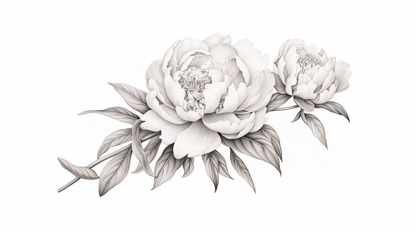 Pencil Petals Pencil Sketch - Digital Artwork Loose Art Print