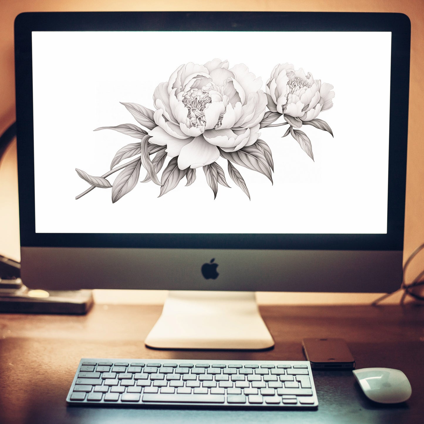 Pencil Petals Pencil Sketch Digital Artwork Wallpaper for Computer Monitors Smart TVs and Laptop Screens 2