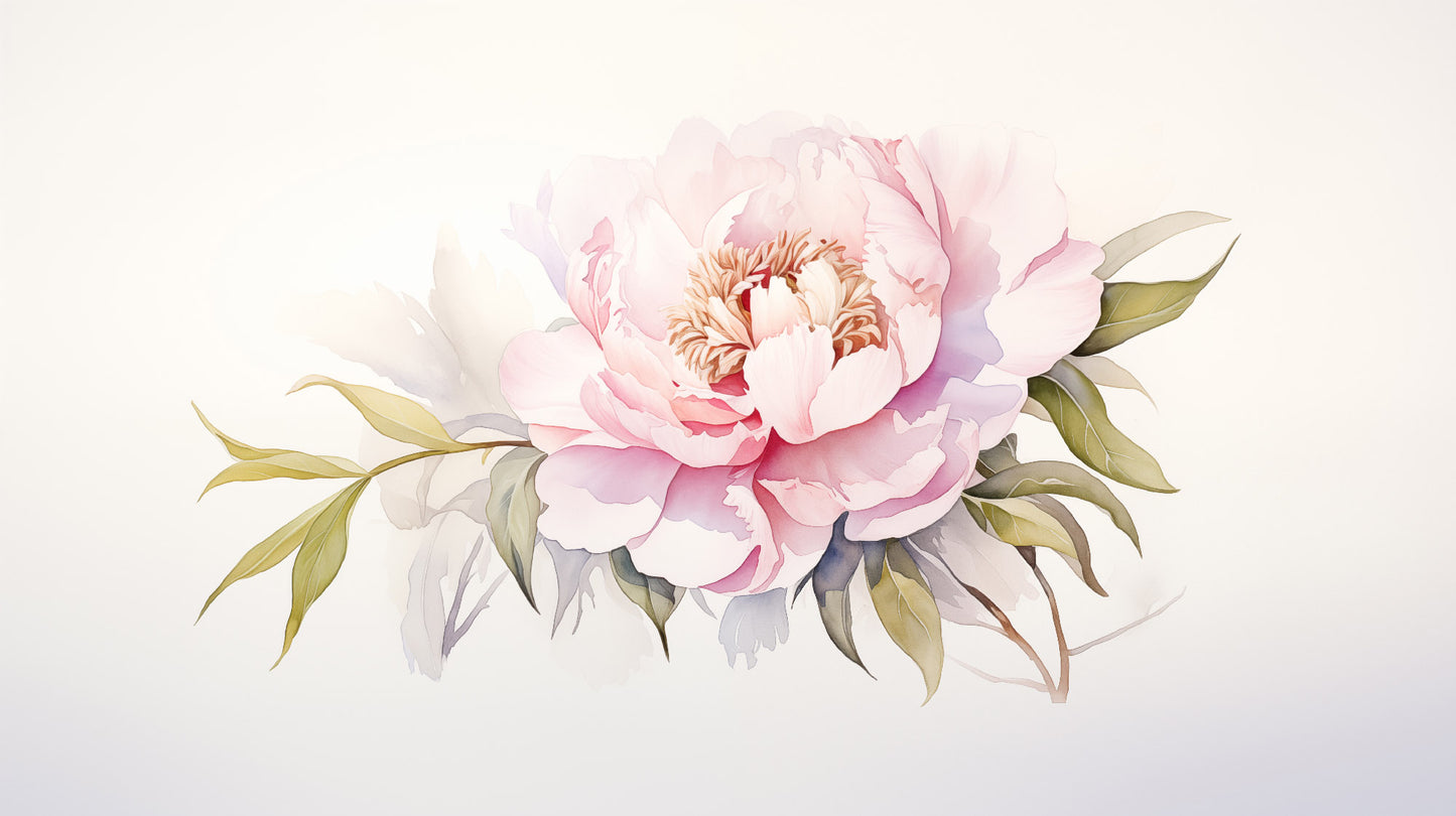 Peony Dreams Watercolor Painting - Digital Artwork Loose Art Print