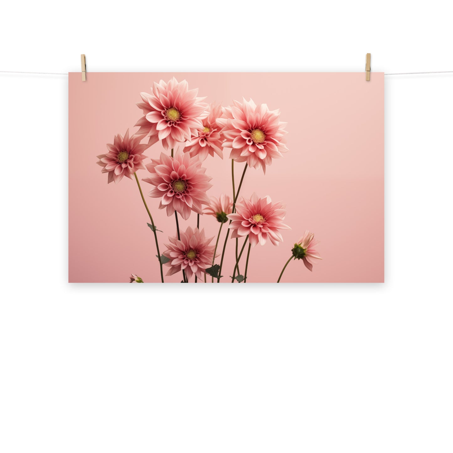 Pink Floral Wall Decor: A Timeless Bloom Blush Flowers Photorealism Painting - Digital Artwork Loose Print