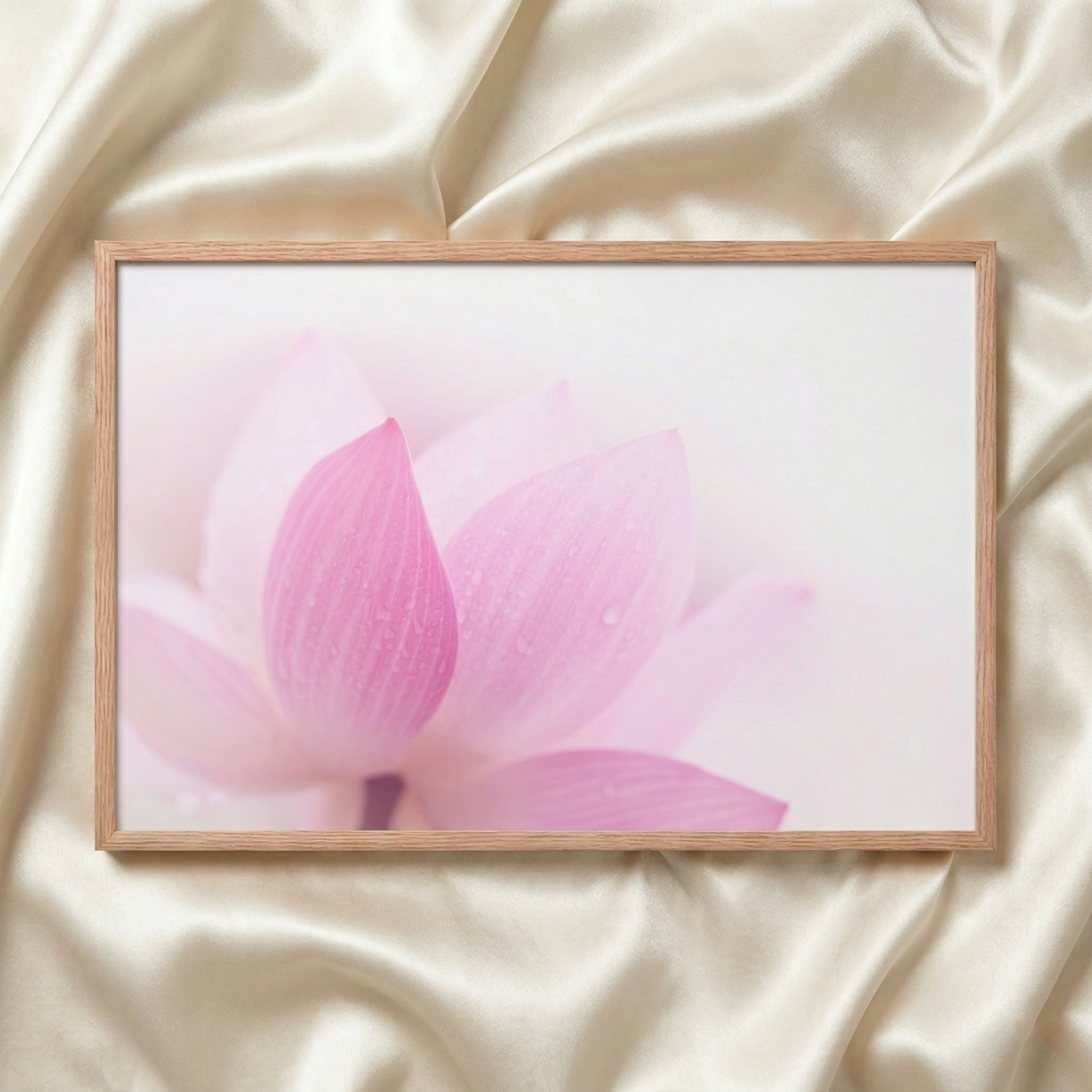 Pink Flower Art Closeup on Lotus Petals Floral Nature Photograph Framed