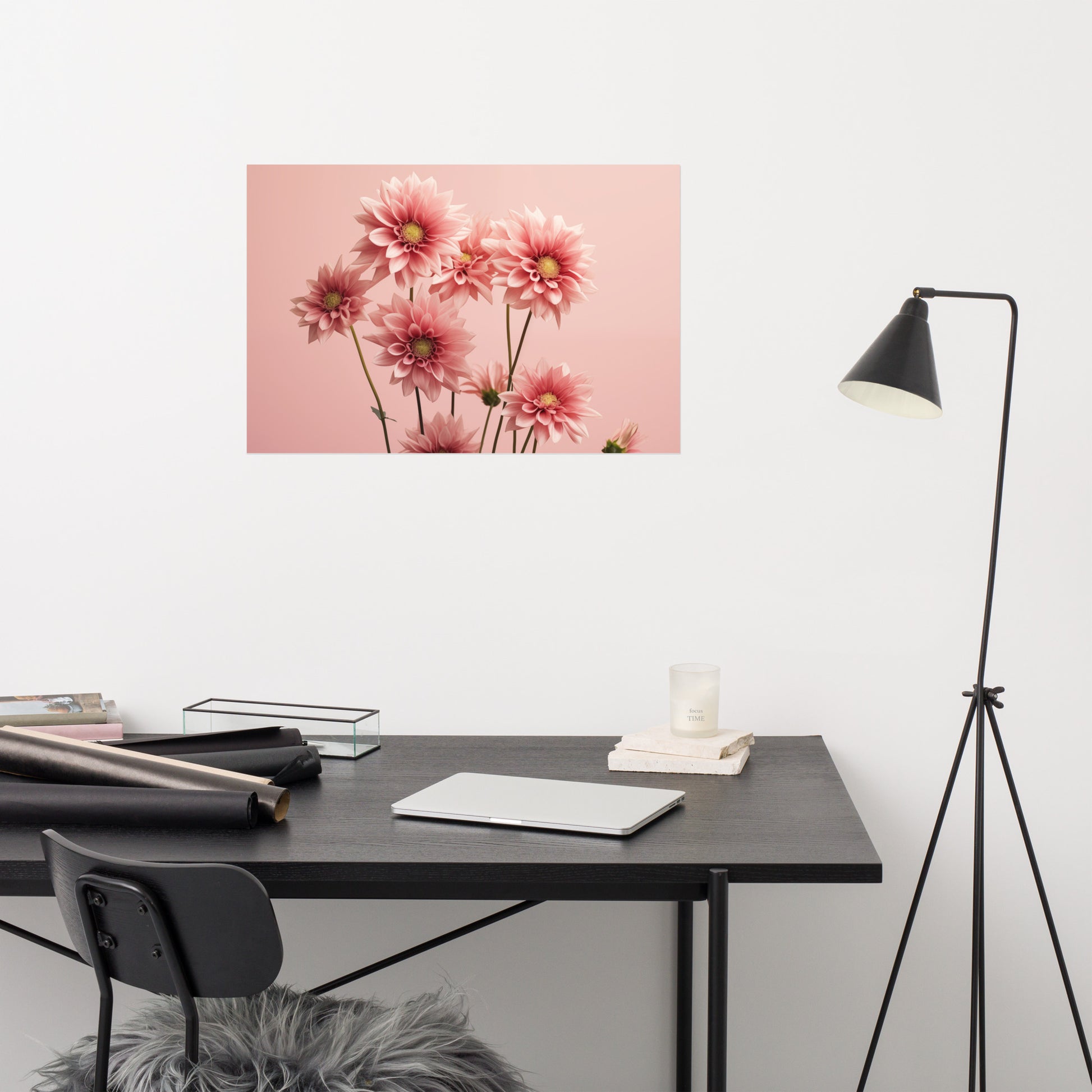 Pink Flower Art Print: A Timeless Bloom Blush Flowers Photorealism Painting - Digital Artwork Loose Print