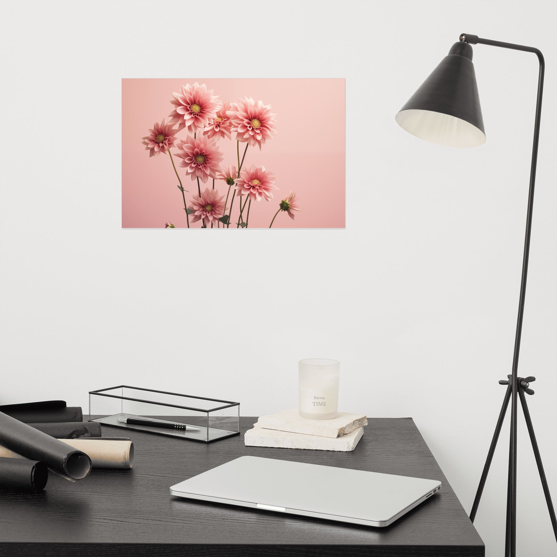 Pink Flower Poster: A Timeless Bloom Blush Flowers Photorealism Painting - Digital Artwork Loose Print