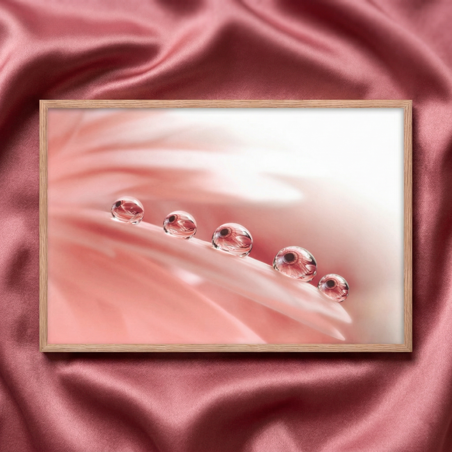 Pink Flower Prints Dew Drops on Gerbera Daisy Petals Floral Botanical Photograph Wall Art