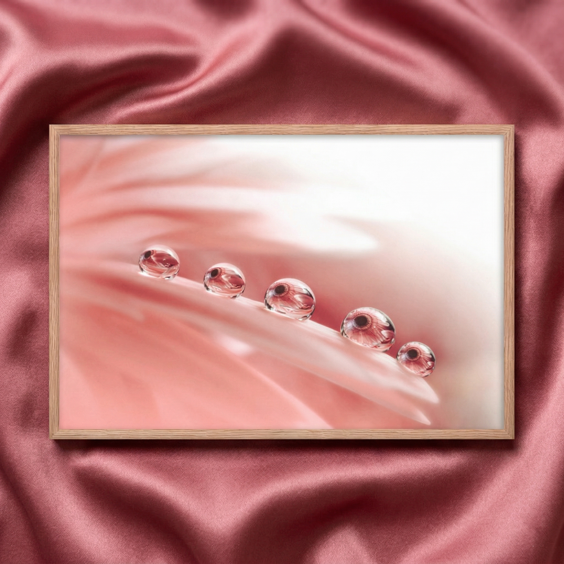 Pink Flower Prints Dew Drops on Gerbera Daisy Petals Floral Botanical Photograph Wall Art