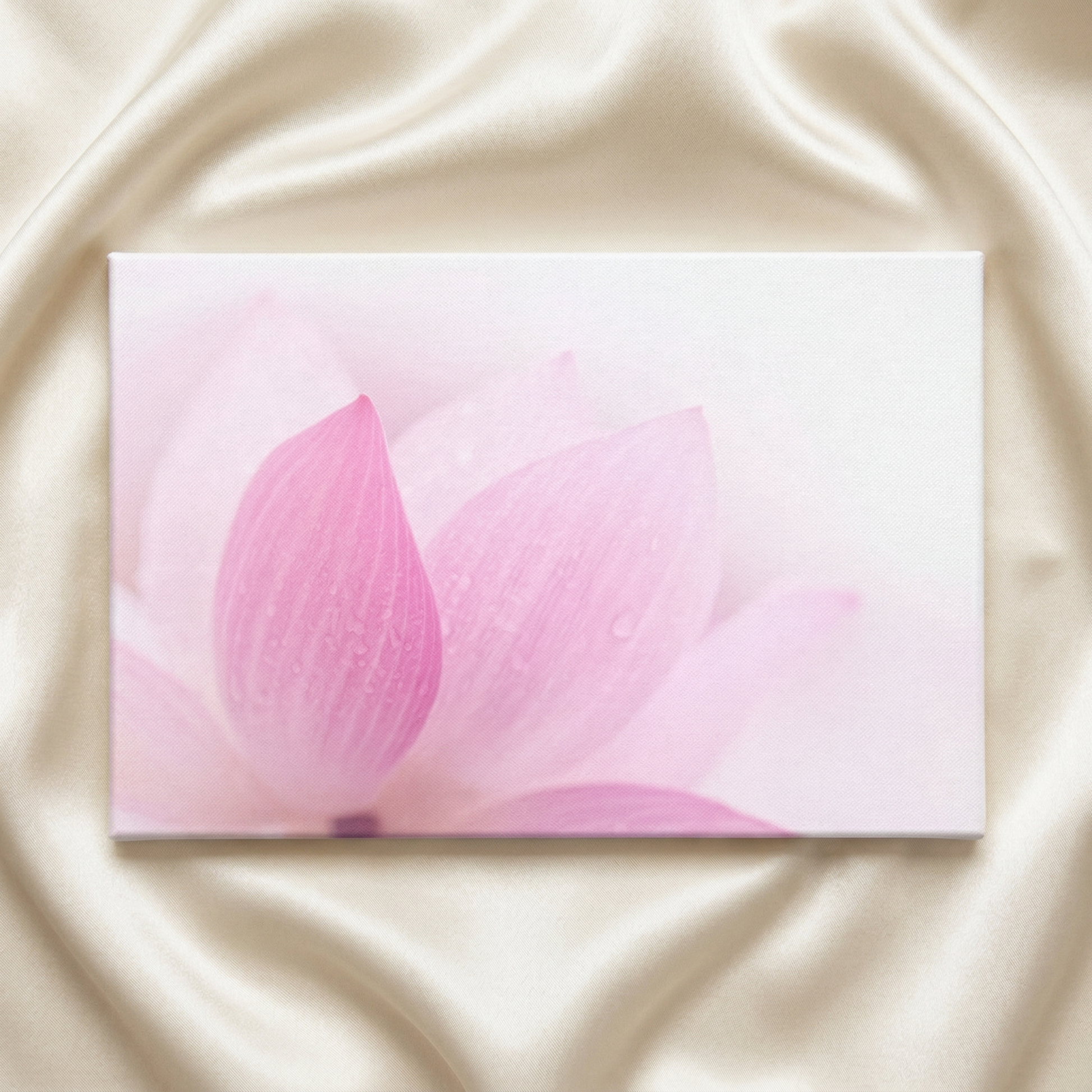 Pink Flower Wall Art Closeup on Lotus Flower Petal Floral Nature Photograph Canvas Print