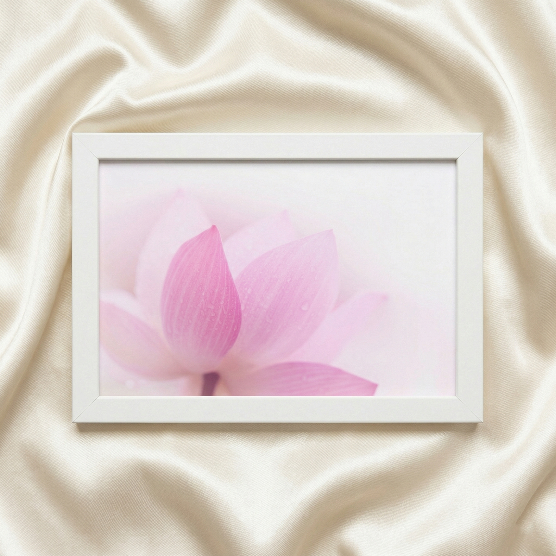 Pink Flower Wall Decor Closeup on Lotus Flower Petal Floral Nature Photograph Framed Print