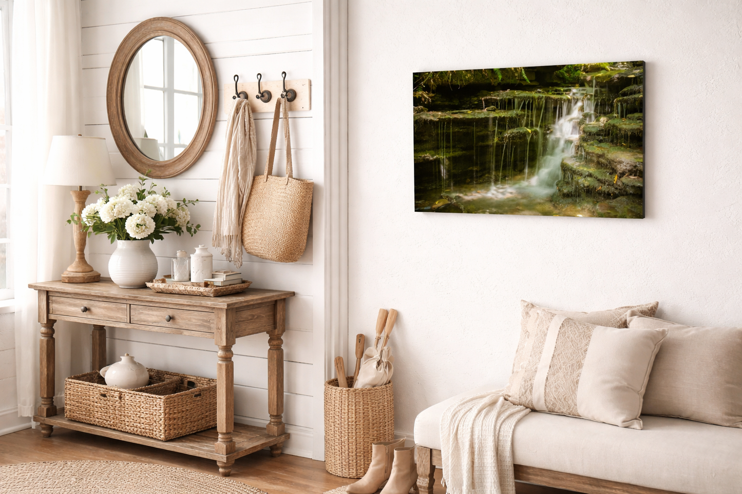 Pixley Falls Rustic Landscape Photograph Canvas in Farmhouse Style Entryway