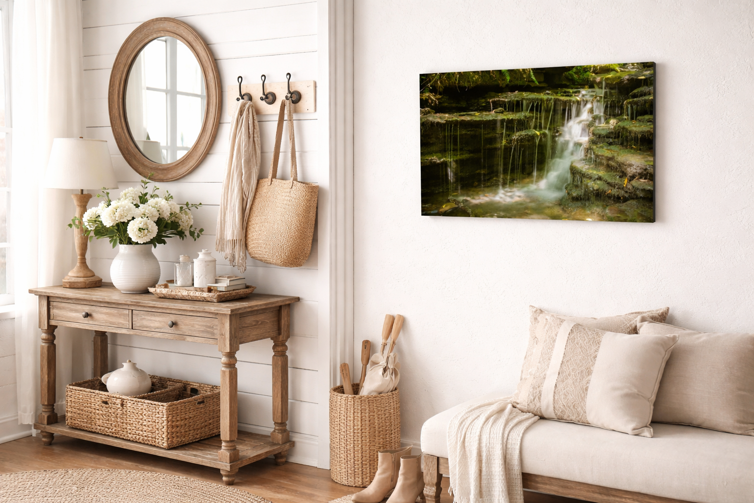 Pixley Falls Rustic Landscape Photograph Canvas in Farmhouse Style Entryway