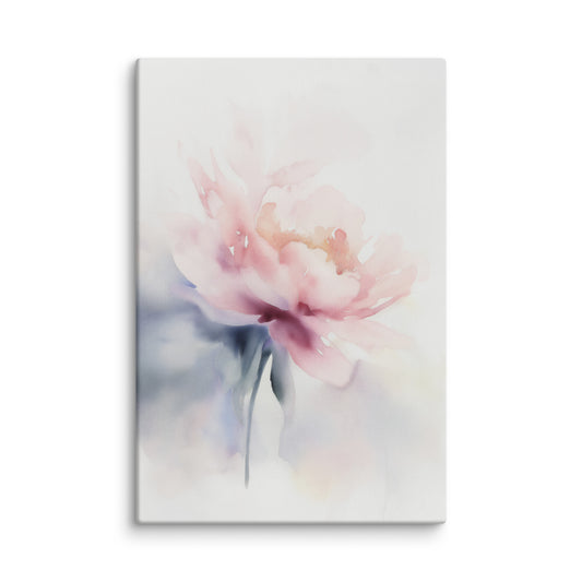 Quiet Grace Floral Digital Watercolor Painting Blush Peony Art Canvas Print