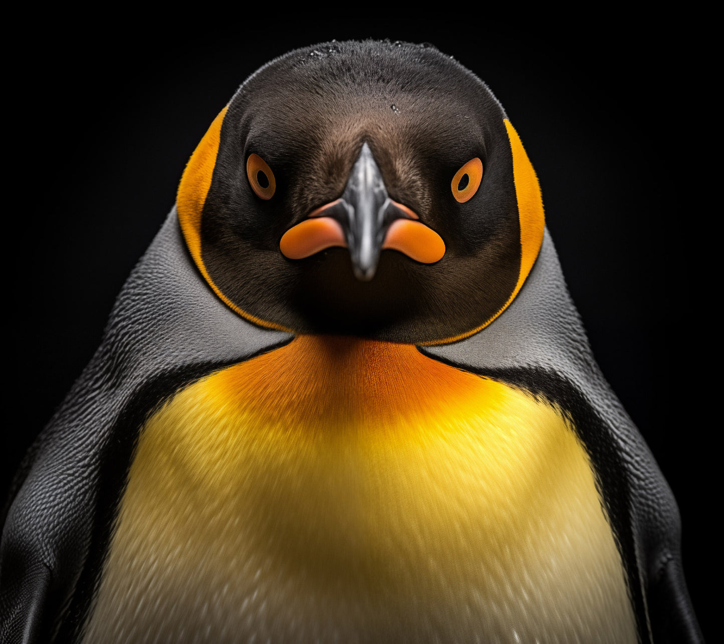 Regal Gaze Penguins Photorealism - Digital Artwork Loose Art Print