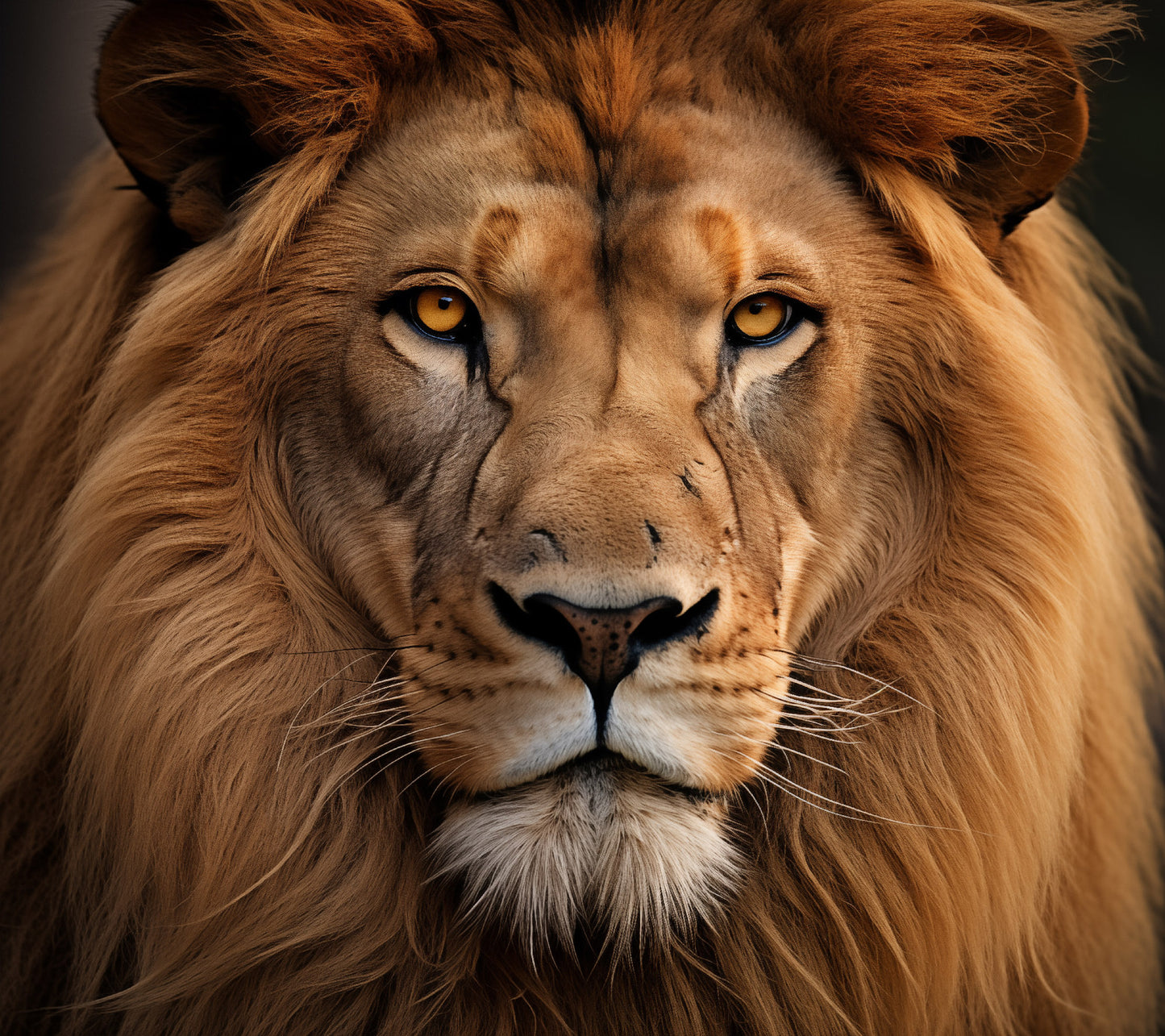 Regal Gaze Lion Photorealism - Digital Artwork Loose Art Print