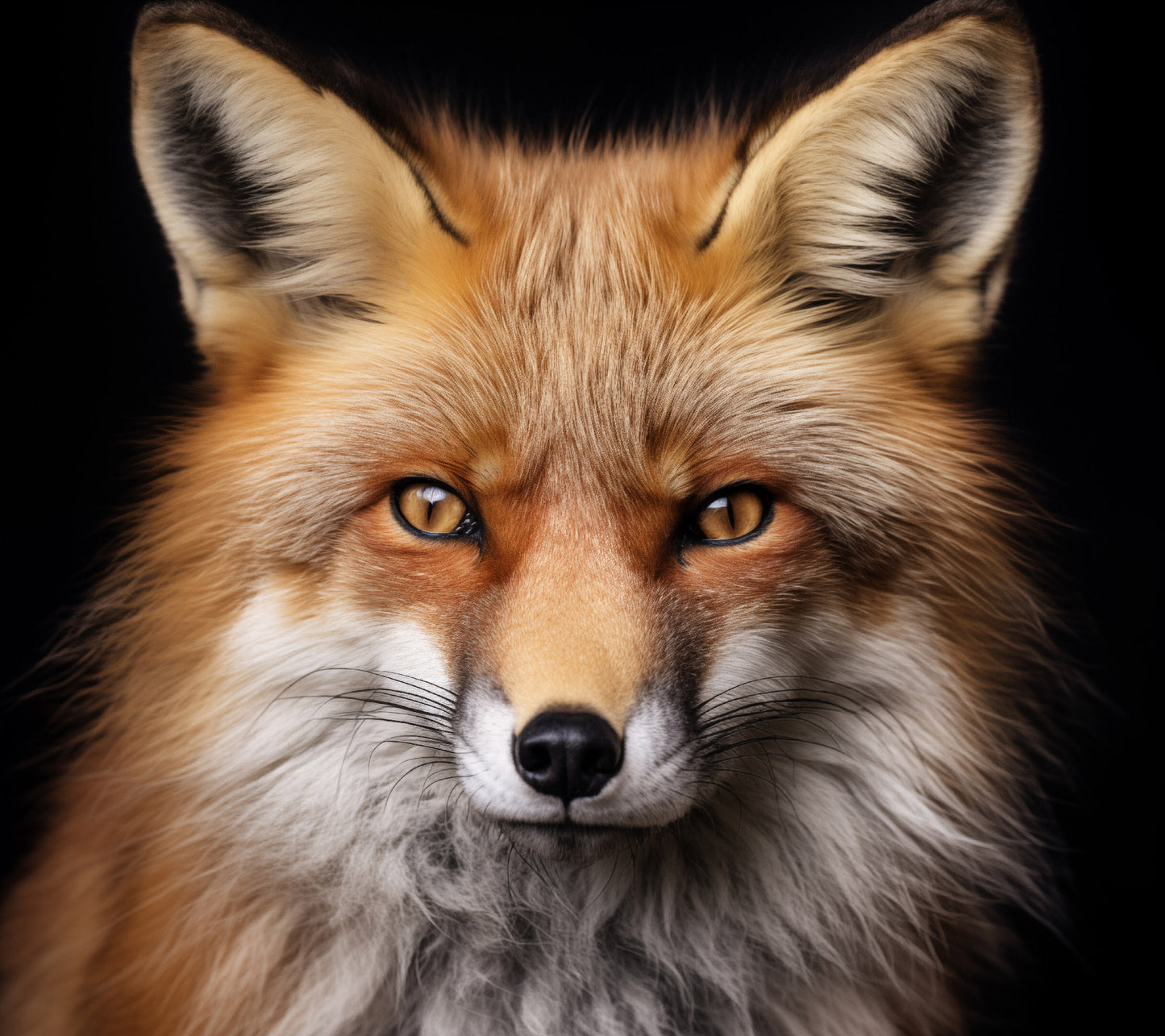 Russet Royalty Red Fox Portrait Photorealism - Digital Artwork Loose Art Print