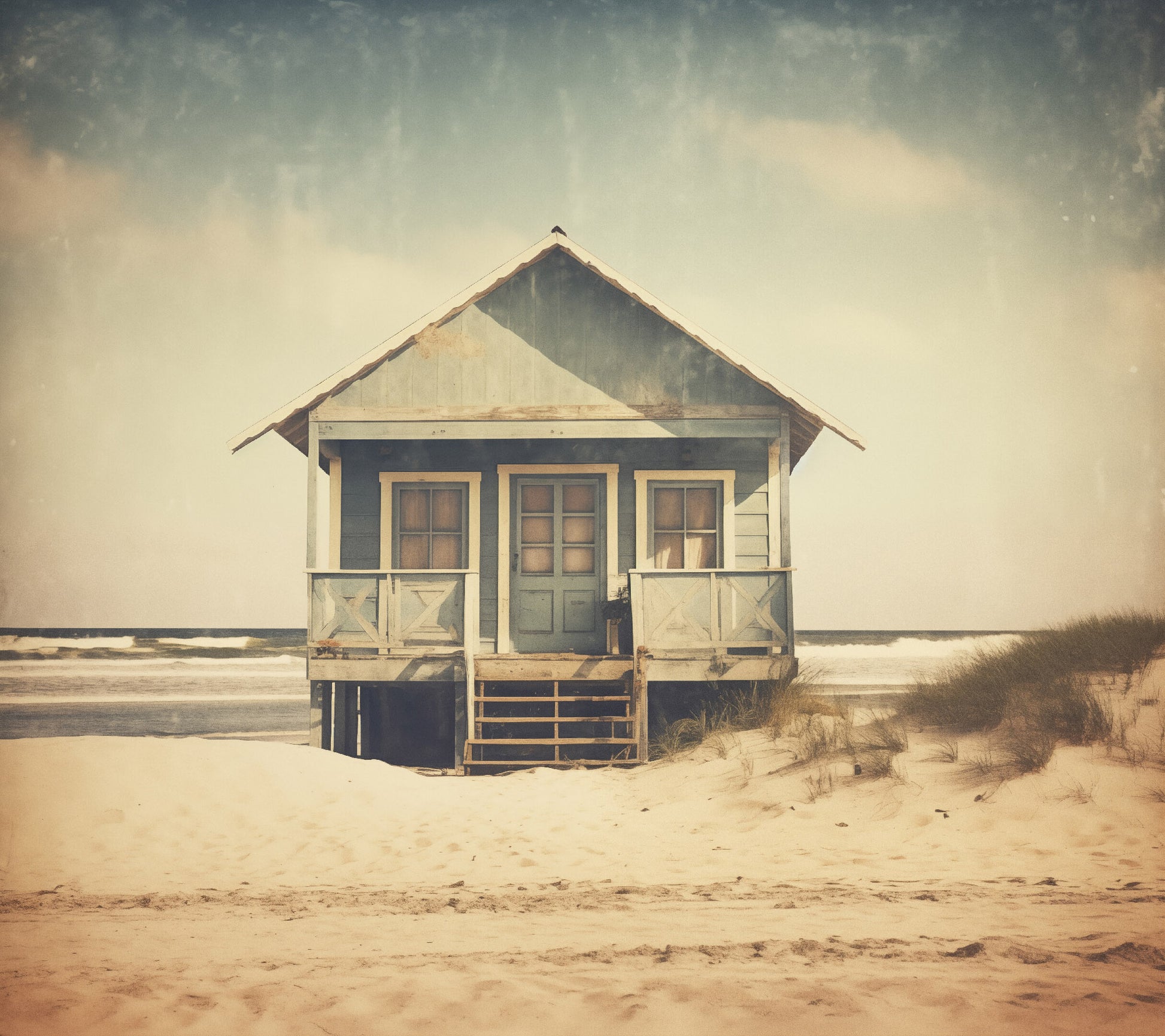 Rustic Coastal Wall Art: A Journey Through Time Subdued Retro Photorealism - Digital Artwork Loose Art Print