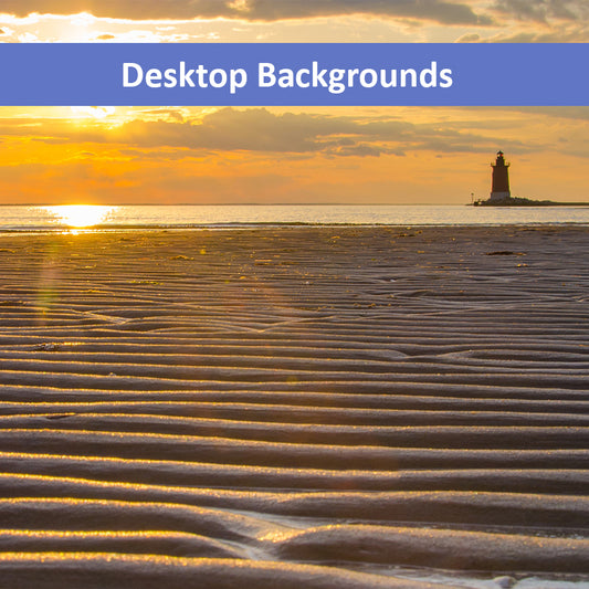 Sandbars and Sunset at Cape Henlopen Beach Coastal Landscape Photograph Wallpaper for Computer