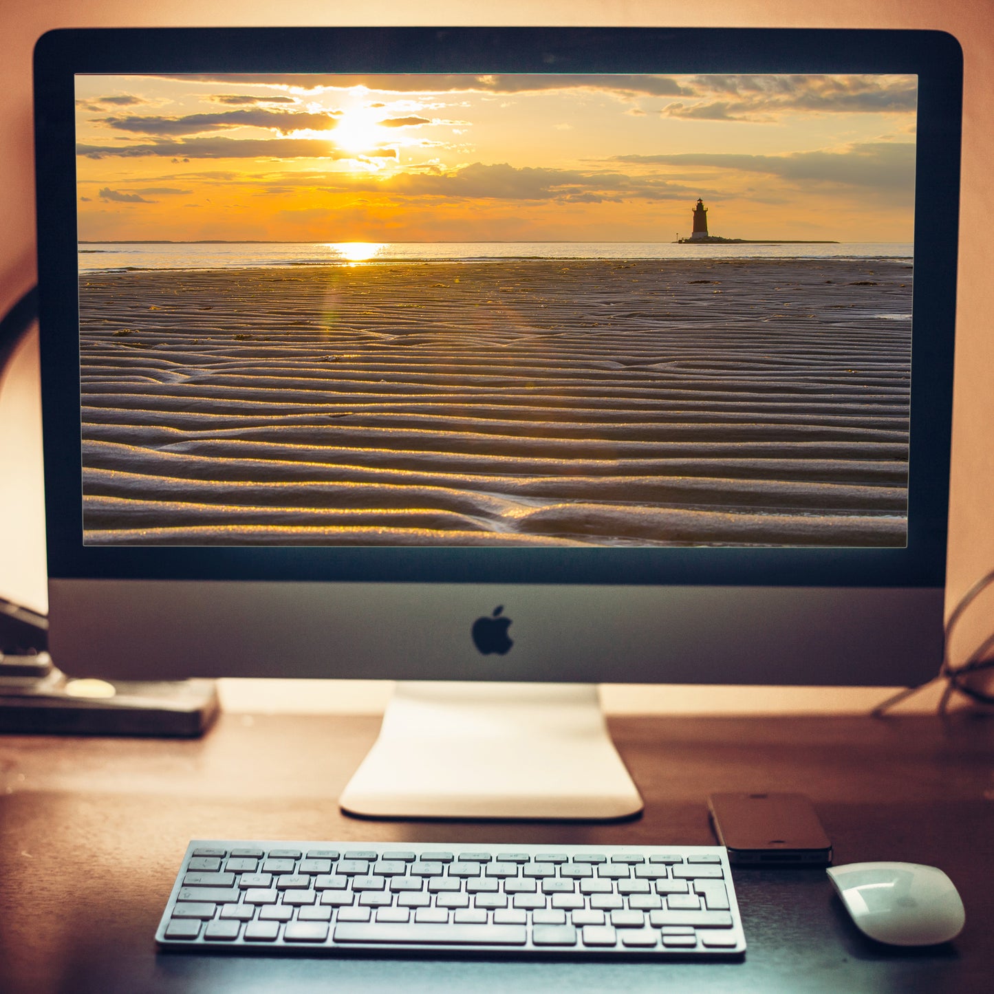 Sandbars and Sunset at Cape Henlopen Beach Coastal Landscape Photograph Wallpaper for Computer 2