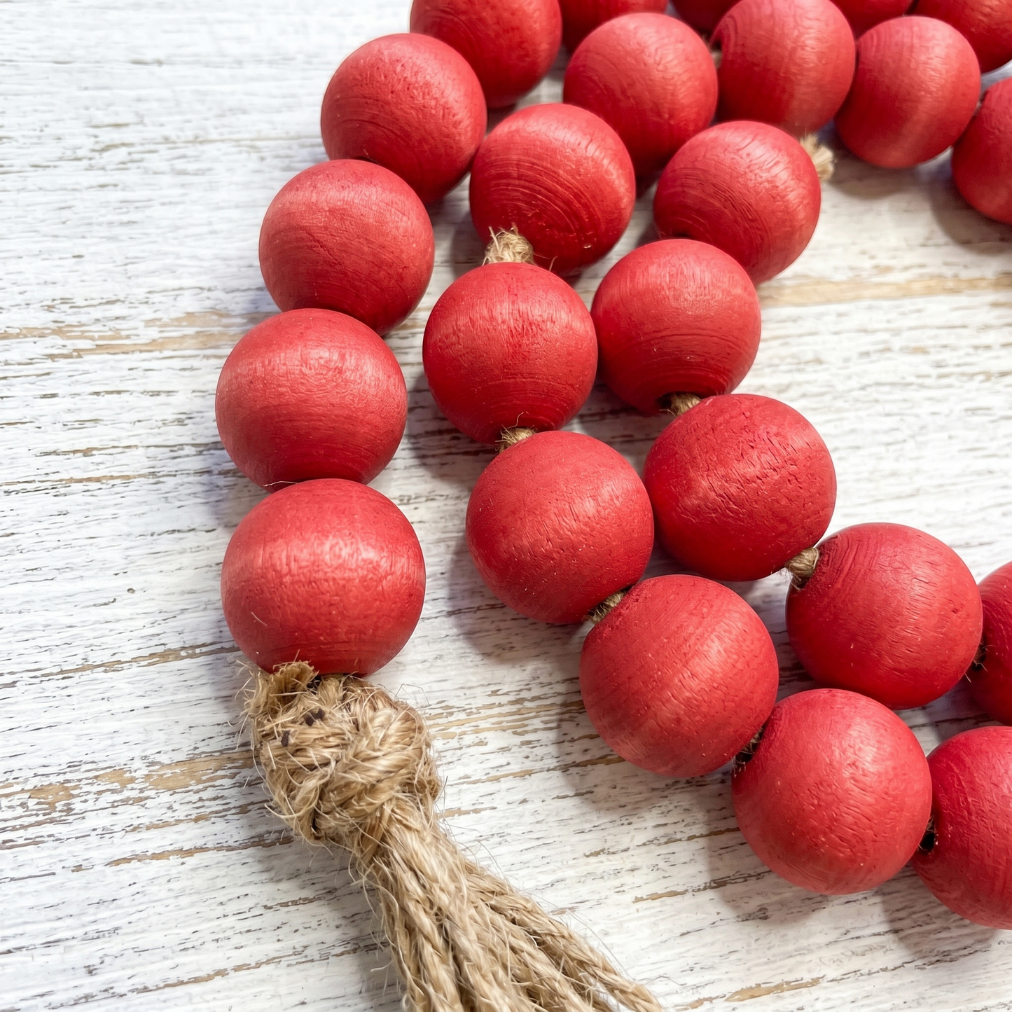 Scarlet Red Wood Bead Garland (1)