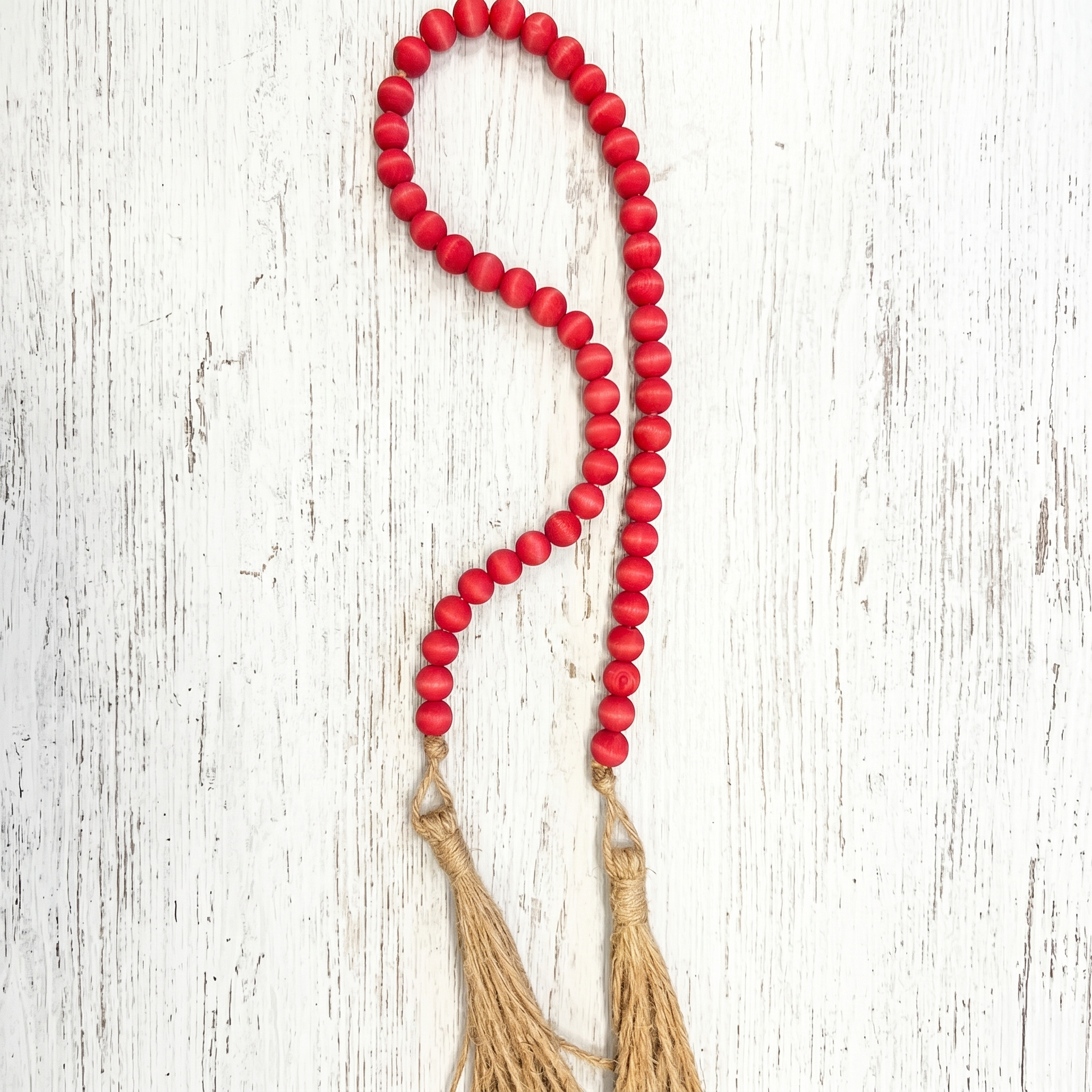 Scarlet Red Wood Bead Garland (3)
