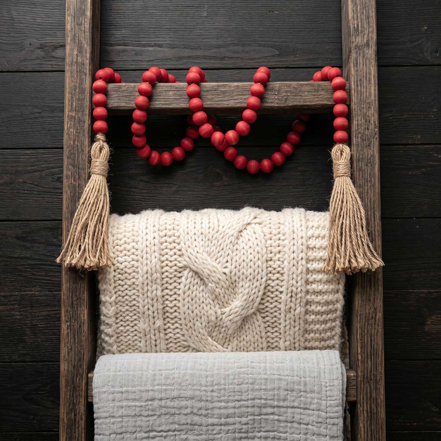 Scarlet Red Wood Bead Garland (4)