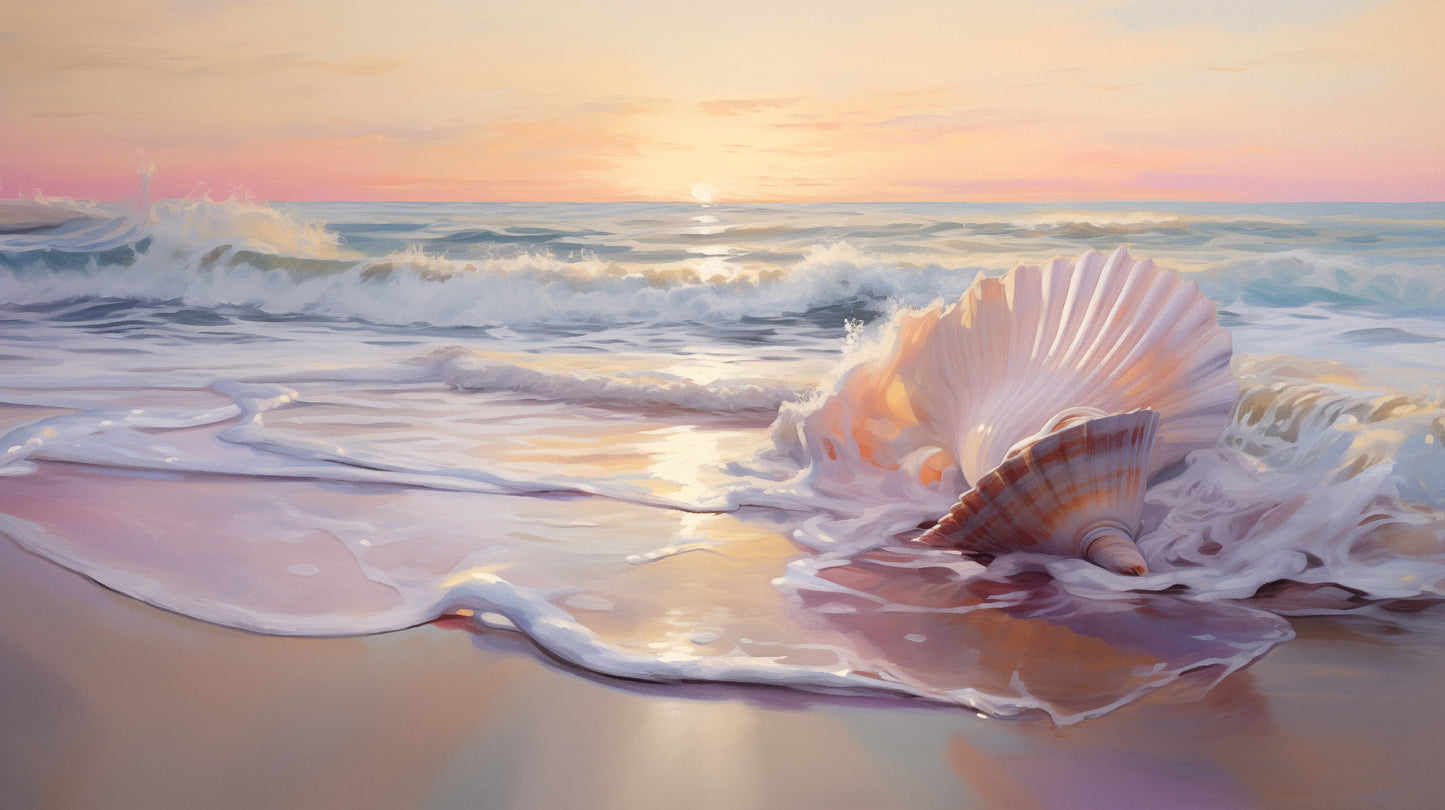 Seashell Serenade Pastel Painting - Digital Artwork Loose Art Print