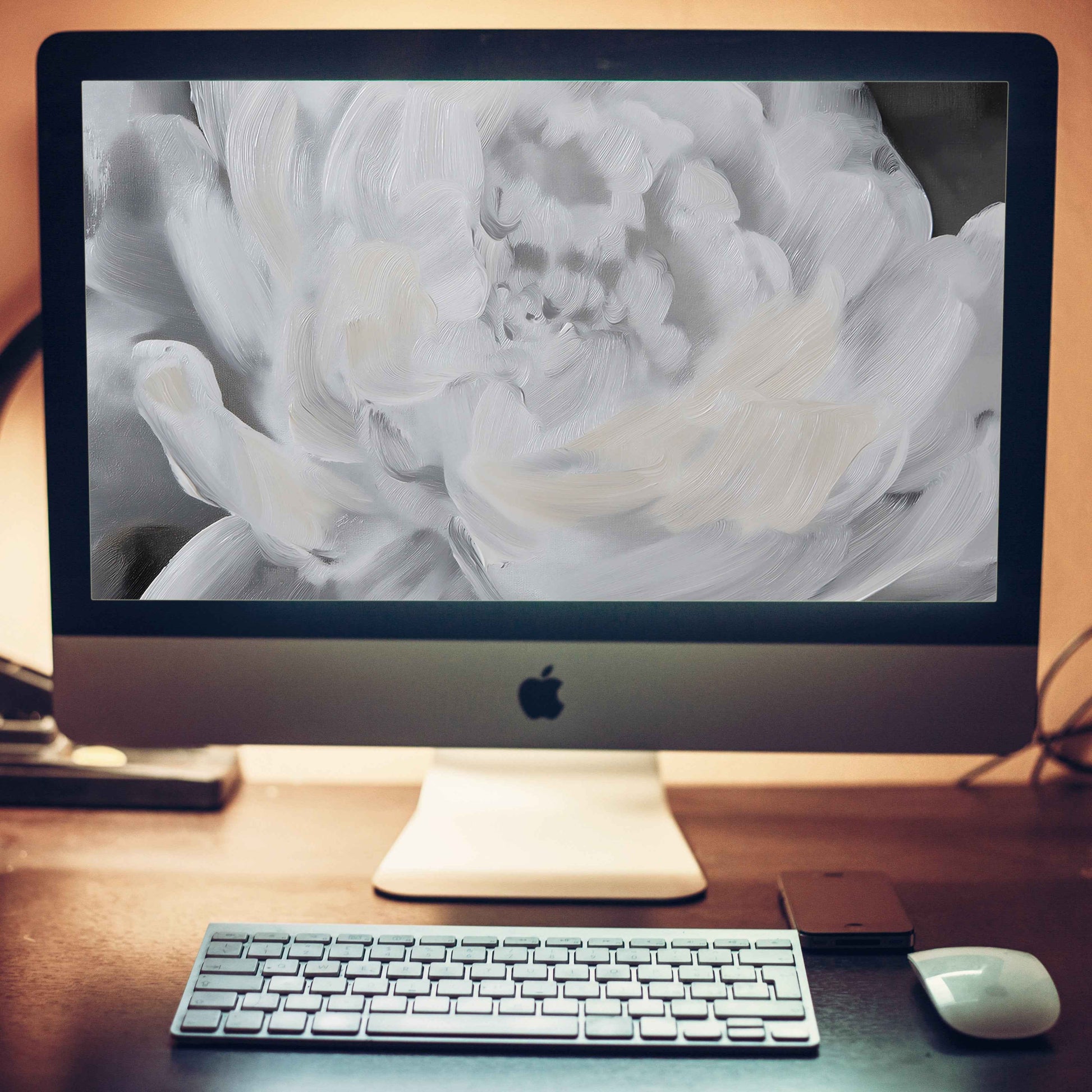 Shadowed Grace Digital Artwork Peony Oil Painting Wallpaper for Computer Monitors, TVs, and Laptop Screens